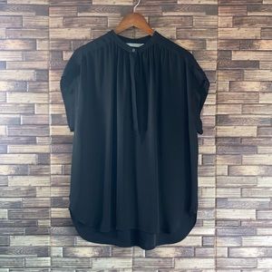 Vince Cap Sleeve Silk Popover Blouse Black Small Pre Owned